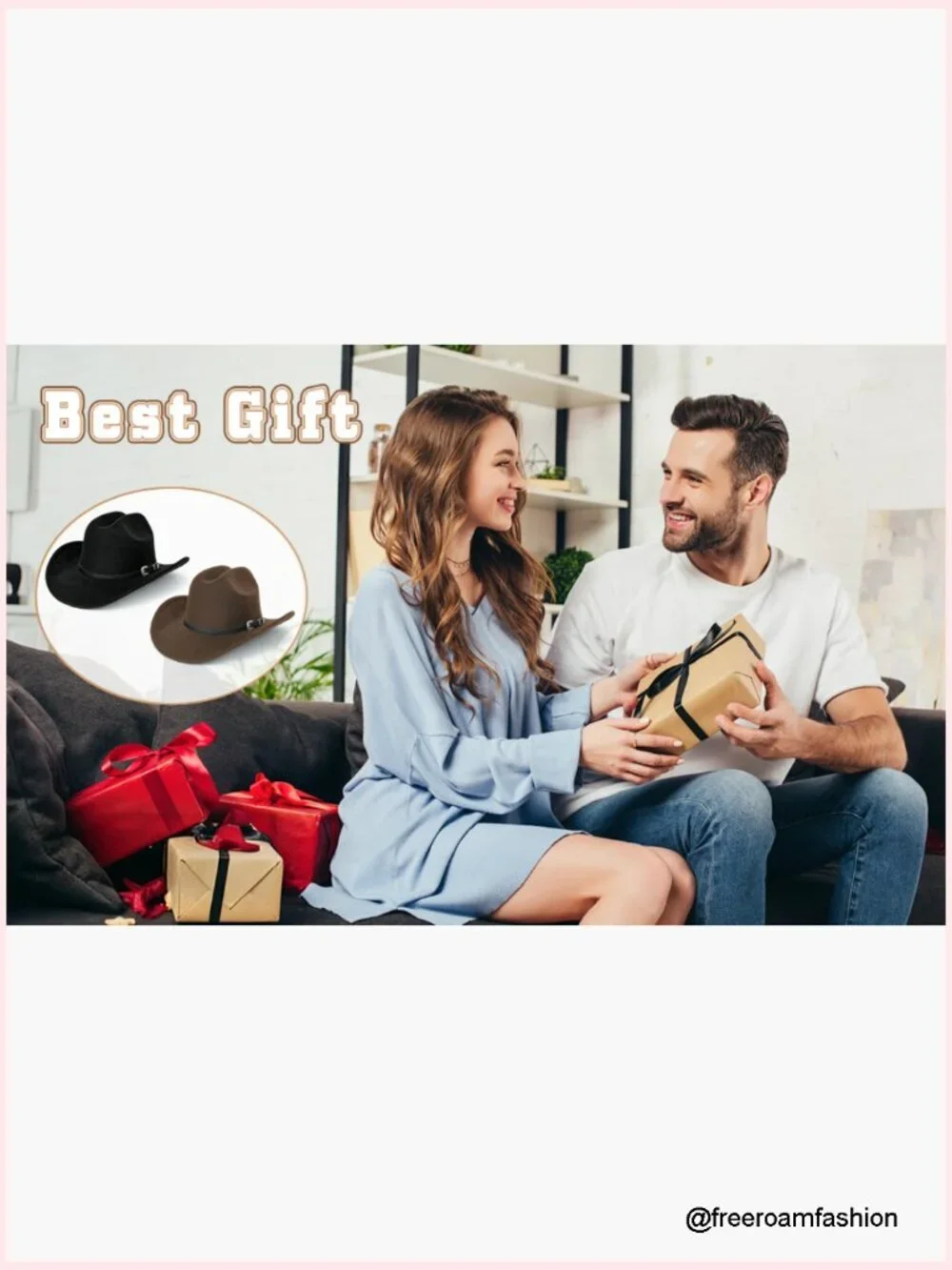 Felt Cowboy Hat with Wide Brim, Pinched Crown, Decorative Hatband, One Size
